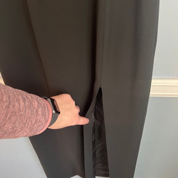 Tahari Long Black Evening Gown Dress with Slit Size 2 - Picture 5 of 16